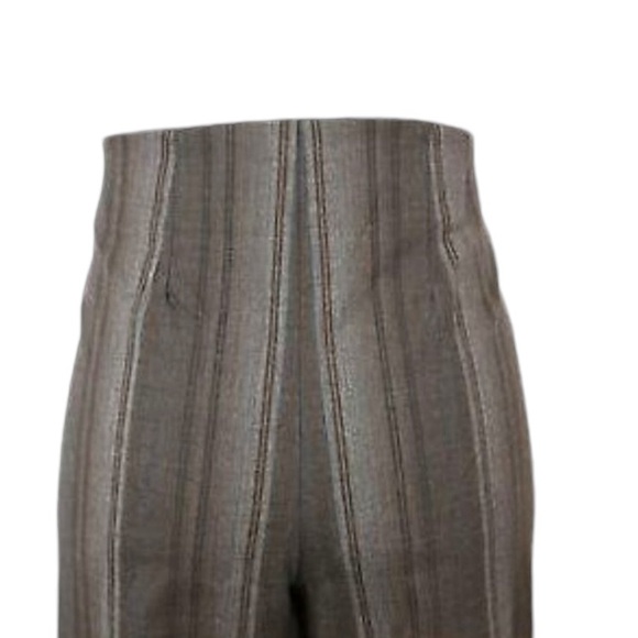 Di Vita Brown Black Pin Stripe Stretch Wide Leg Dress Pants 12 Large XL - Picture 5 of 9